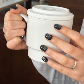 See-through dot handmade nail tips - short coffin / 시스루 도트 수제네일팁 - 숏코핀