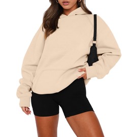 onlypuff Pullover FashionHoodies for Women Long Sleeve Solid Sweatshirts off white L