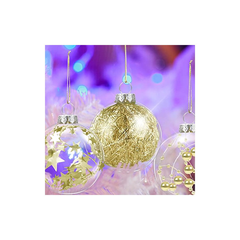 Kesote 24 Bolas Doradas de Navidad Bolas Plásticas Adornos Colgantes