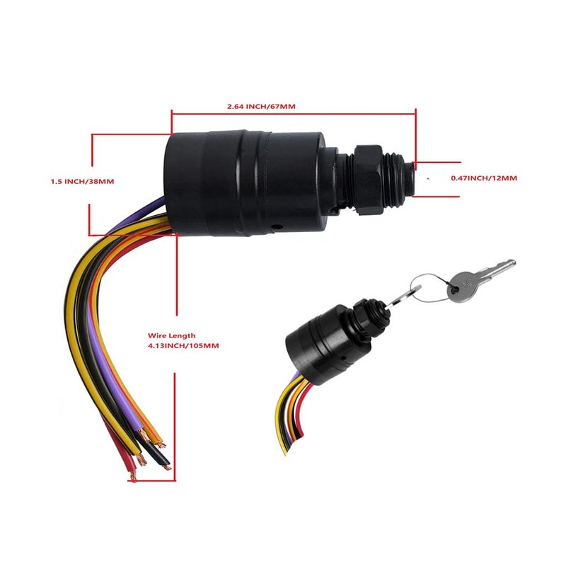 Boat Ignition Key Switch Push to Choke 6 Wires Base