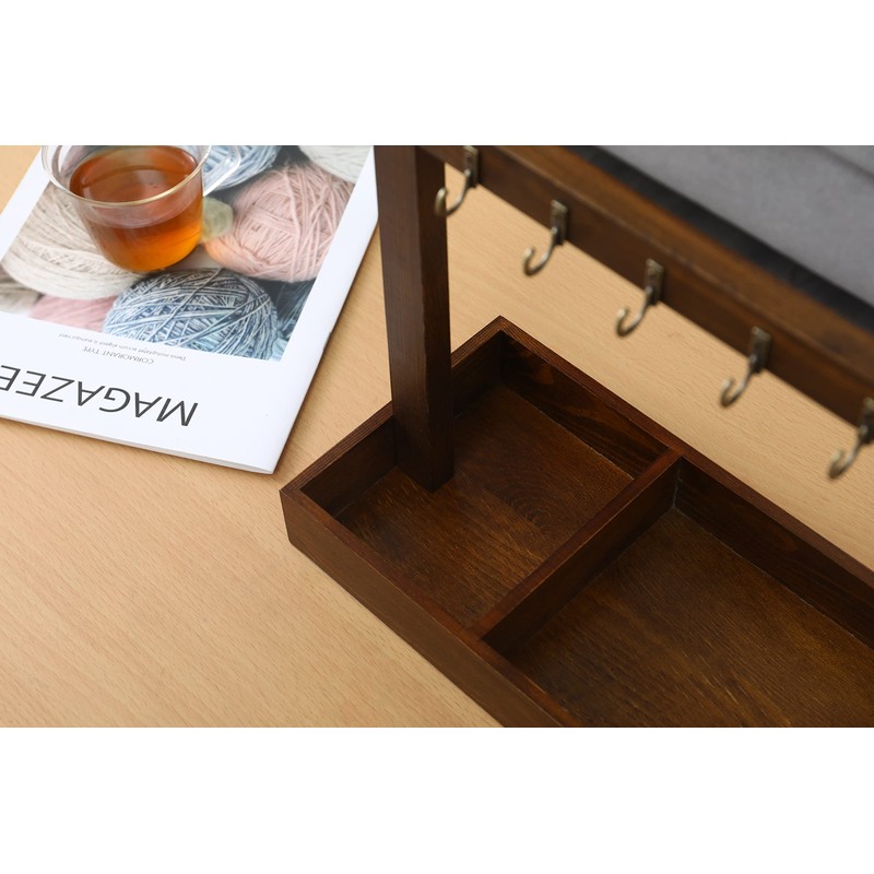 POKHDYE Wood Entryway Tabletop Key Holder Rack，Rustic Burnt Decorative Organizer