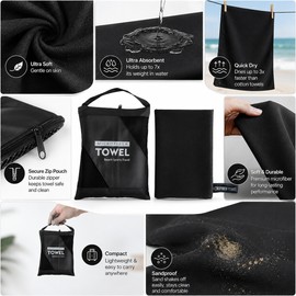 Quick-Dry Microfiber Towel for Gym & Travel – Compact Absorbent Beach Towel for Swimming, Yoga & Sports