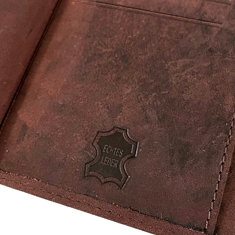 BUFFALO HILL Lucky 7 motif wallet, buffalo leather wallet, genuine
