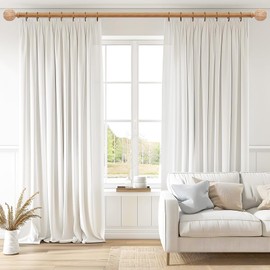 JRZOO Wood Curtain Rod for Windows 28 to 48 Inch, 1'' Diameter Adjustable Heavy Duty Rustic Farmhouse Drapery Rods with Boho Imitation Wooden Grain Decorative Finials, Size: 30''-60'' – Light Wood