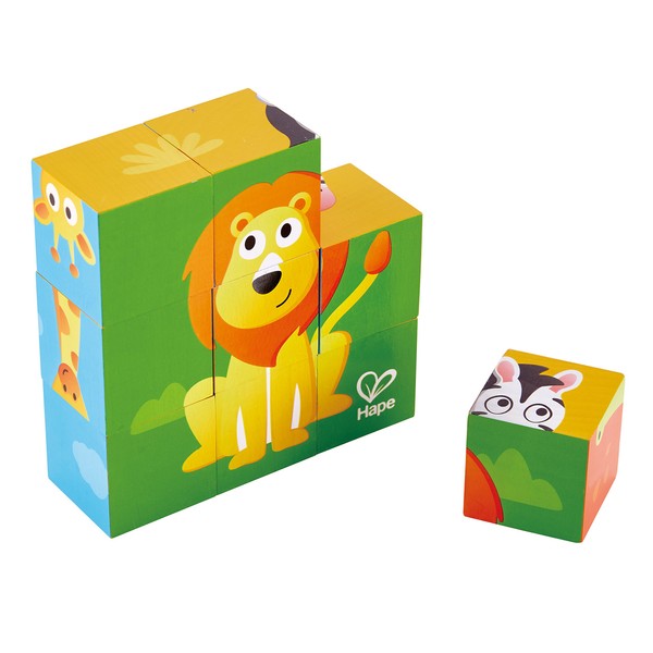 Hape Farm Animal Block Puzzle – 9-Piece Wooden Puzzle Set