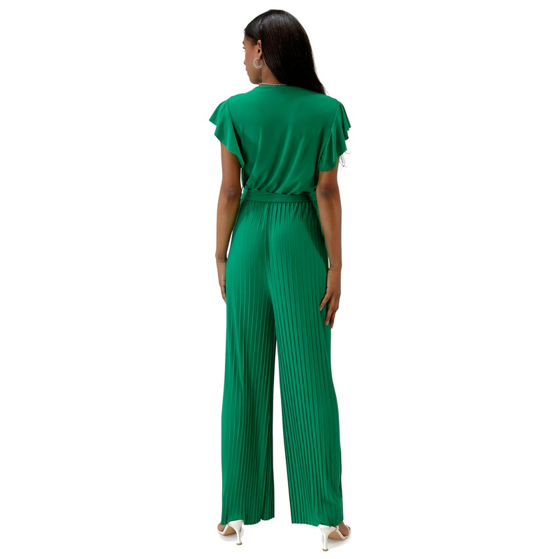 Elara Women's V Cut Jumpsuit, Green, one size