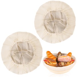 2 Pcs Round Bread Proofing Basket Cloth Liner Banneton Basket Liner Baking Dough Basket Cover Liner Natural Rattan Baking Dough Banneton Proofing Sourdough Basket Cloth Liner, 9 Inch