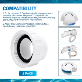 Salt Cell 2" Union Connector Kit Replacement for Hayward Salt Chlorine Generator Slip Spa GLX-Cell-Union, fit for GLX-Cell-Union 2-Inch Pump Union for Hayward Salt Cell Pool and Spa Pump Part 2 Pieces