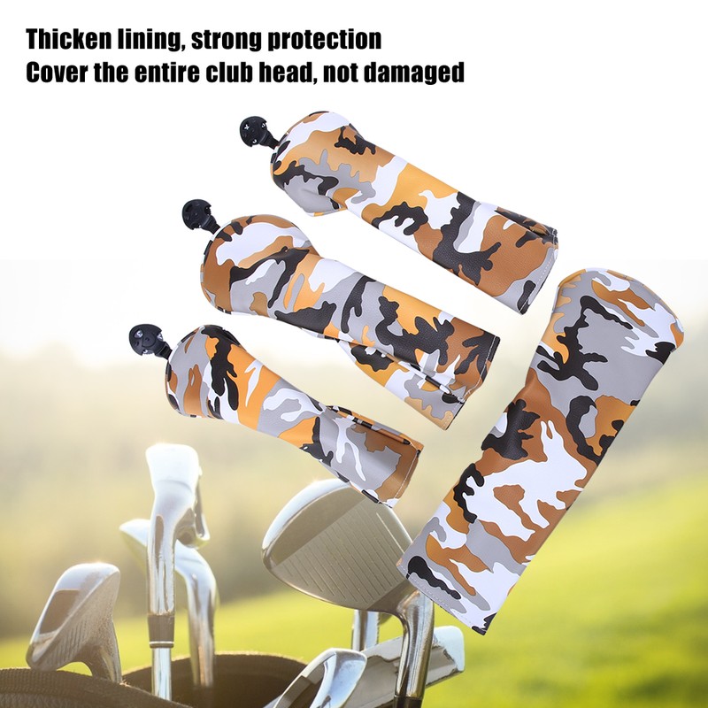 4PCS PU Leather Camouflage Waterproof Thicken Lining Golf Putter Head