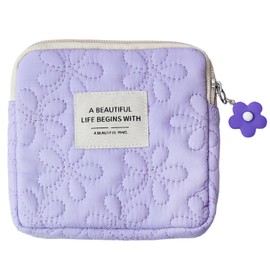Bolsa de maquillaje pequeña para cartera, bolsa de cosméticos, bolsa impermeable, cartera, bolsa de almacenamiento de lápiz labial de viaje pequeño, bolsa de almacenamiento, Púrpura