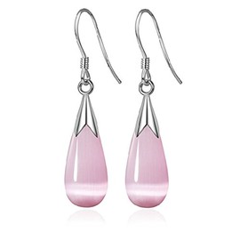 Acxico Jewelry Opals Water Drop Earrings (Pink)