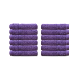 A & B TRADERS Premium Cotton Face Cloths Flannels Washcloth 12-Pack 500 GSM Ring Spun Soft Absorbent 30 x 30cm Towels (Purple)
