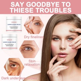 2 Flaschen Jasmin Salbe Augen Jasminsalbe mit Kollagen und Aloe Vera Jasmin Salbe Feuchtigkeitsspendende und Straffende Haut Gegen Augenringe und Hängende Augenlider 100g/Flasche