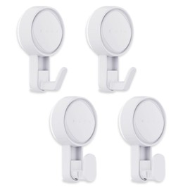Pack of 4 White Suction Cup Hooks, Traceless Hooks, Rotating Hooks, Waterproof Hooks, Home Accessories, Suitable for Bathrooms, Living Rooms and Kitchens