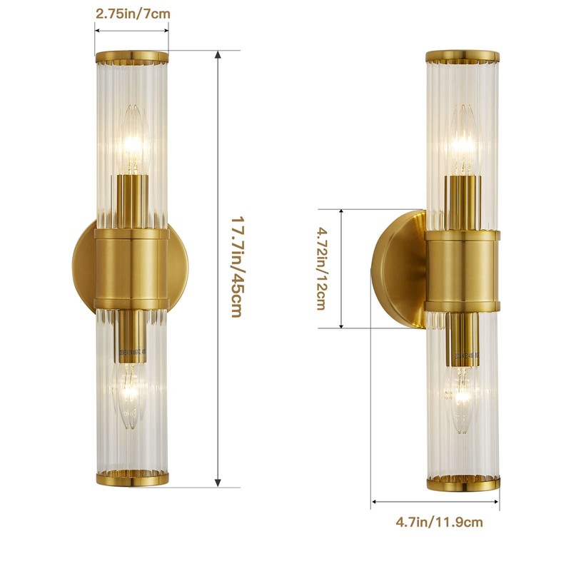 Linour Bathroom Light Fixtures - Gold Wall Sconce Wall Lighting