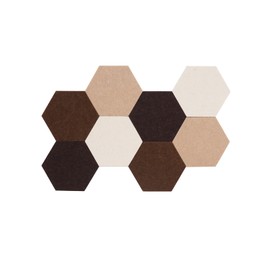 LAJAR Hexagon Felt Bulletin Board Tiles, 8 Pcs Self Adhesive Pin Board Wall Tiles for Photos, Pictures, Memos (Camel)