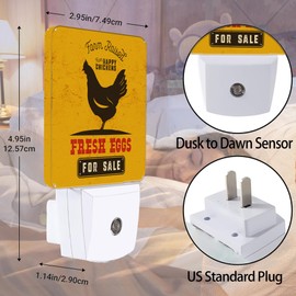 Jopowide Retro Farm Rooster Night Light Plug in Wall Lamp Smart Dusk to Dawn Sensor for Home Decorative, Kids Room Bedroom Bathroom Kitchen Hallway Gifts