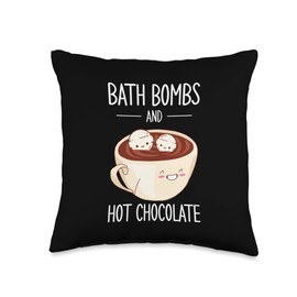 Bath Bomb Pun and Hot Chocolate Relaxing Bubble Apparel Throw Pillow