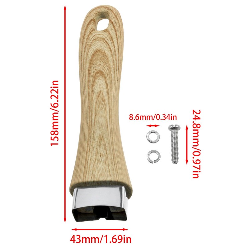 LoveIysp Universal Wooden Scald-Proof Pot Handle Replacement Grip, Stainless Steel