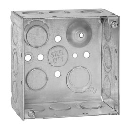 Steel City 52171 1/2&3/4E Pre-Galvanized Steel Square Box with Ground Bump and 1/2-Inch and 3/4-Inch Eccentric Knockouts