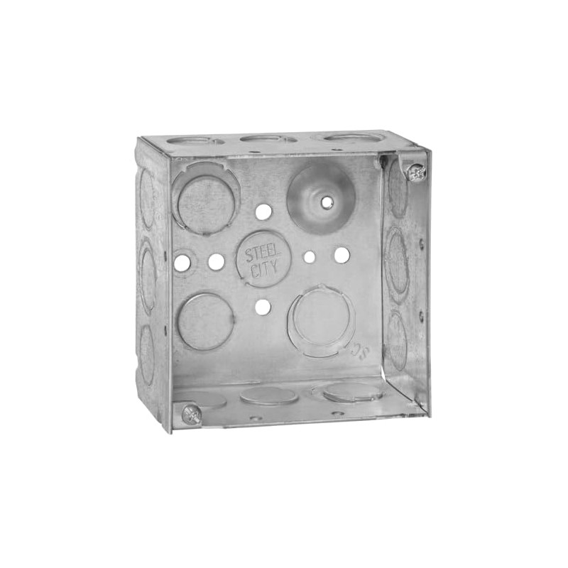 Steel City 52171 1/2&3/4E Pre-Galvanized Steel Square Box with Ground