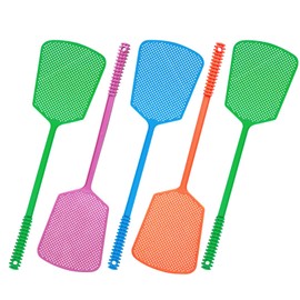 Wapodeai 5 Pack Fly Swatter, Plastic Heavy Duty Manual Fly Killer, Long Handle Flyswatter, Large Bug Swatters, Work for Indoor and Outdoor, Blue Green Pink Orange