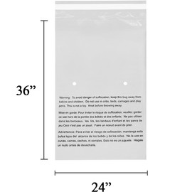 EcoSwift - 24” X 36" (1 Count) Self Seal Clear Poly Bags with Suffocation Warning for Packaging, Shipping - Permanent Adhesive