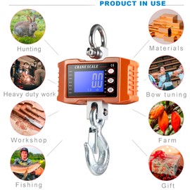 1000kg / 2000lb Digital Industrial Crane Scale, Heavy Duty Electronic Hanging Scale, High Accuracy, for Indoor Farm Factory Outdoor