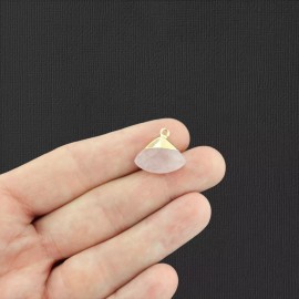 Unbranded Natural Rose Quartz Faceted Fan Pendant 2 Sided - GEM026