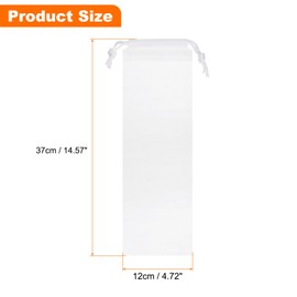 HARFINGTON 6pcs Umbrella Bags 18.9" x 5.1" Waterproof Folding Portable Storage Bag Reusable Wet Umbrella Sleeves with Drawstring for Outdoor Carry Travel Home Storage, White