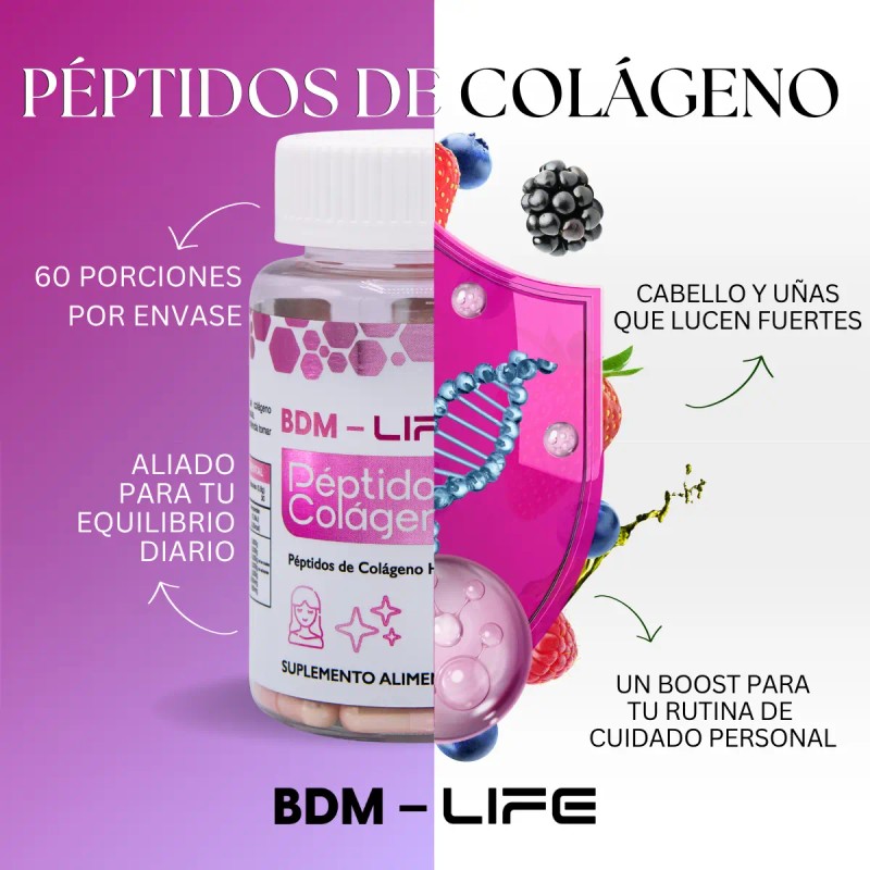 Colágeno Hidrolizado Sabor Bdm Lab 180 Cápsulas Libre Gluten