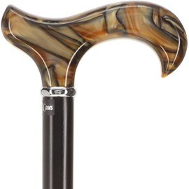 Royal RC Canes Golden Sienna Derby Cane – Stylish Adjustable Walking Stick for Men and Women – Lightweight Aluminum Shaft with Black Beech Wood and Sleek Silver Collar – Fashionable & Durable