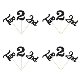 24 piezas de decoración para cupcakes con brillantina para el segundo cumpleaños para baby shower, fiesta de cumpleaños, decoración de tartas, suministros negros