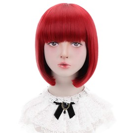 Wig, Bob, Short, Full Wig, Women's, Small Face, Wig with Net, Heat Resistant, Colorful, 17 Colors Available (Red)