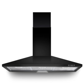 36 Inch Range Hood, 450CFM Wall Mount Stainless Steel Kitchen Vent Hood - 3-Speed Exhaust Fan, LED Light & Push Button ControlColor: Black-US1001G90BPA, plug type: US, voltage (v): 110-120 V