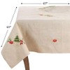 SARO LIFESTYLE Embroidered Christmas Tree Design Linen Blend Tablecloth, Natural,