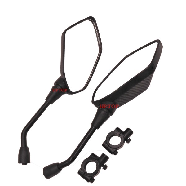 HPTOP Black Adjustable Motorcycle Rearview Side Mirrors Universal 10mm For