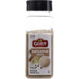 Gefen Whole Hulled White Sesame Seeds, 8oz Shaker Canister, Double Spout For Pouring & Sprinkling