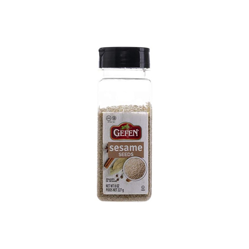 Gefen Whole Hulled White Sesame Seeds, 8oz Shaker Canister, Double