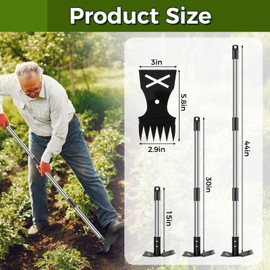 BQMEZRNUS Weed Puller Tool with Long Handle - 44" Heavy Duty Manual Weeder & Garden Hoe, 2 in 1 Uprooting Tool for Yard, Lawn, Flower Bed, and Patio, Durable Weed Remover for Gardening