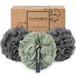 Esponja grande de lufa de 70 g, estropajo corporal, esponja de baño, lufa de lujo para mujeres, hombres, esponja exfoliante suave – puf de ducha para 