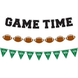 ArtCreativity Game Time Football Banner Decoration - Set of 3 - Customizable Football Theme Pennant Flags Banner for Superbowl Party Decorations, Super Bowl Football Wall Banner Party Supplies and Decor