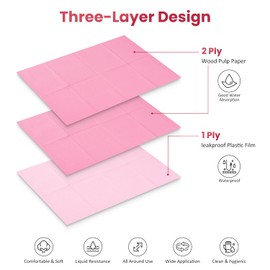 Etercycle Disposable Nail Mats - 20Pcs Fordable Nail Art Table Mats for Table Acrylic Nail Practice Sheet, 3 Ply Waterproof 13" X 18" Clean Pads Nail Art Accessories (Pink)