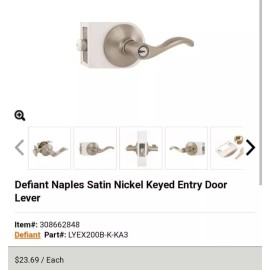 Defiant  Defiant Naples Satin Nickel Keyed Entry Door Lever