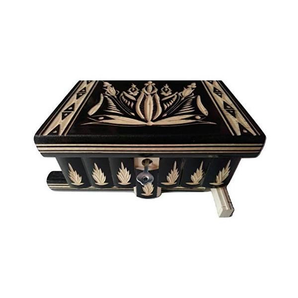New beautiful puzzle box, magic box, jewelry box, secret box,handmade,tricky box,carved wooden box (Black)
