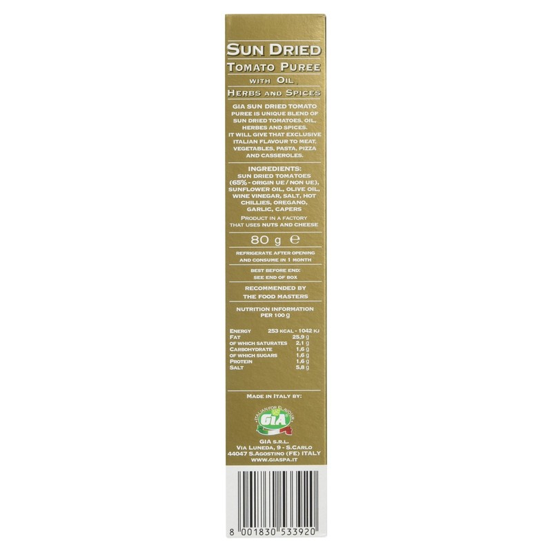 Gia Sun Dried Tomato Puree with Oil Herbs and Spices