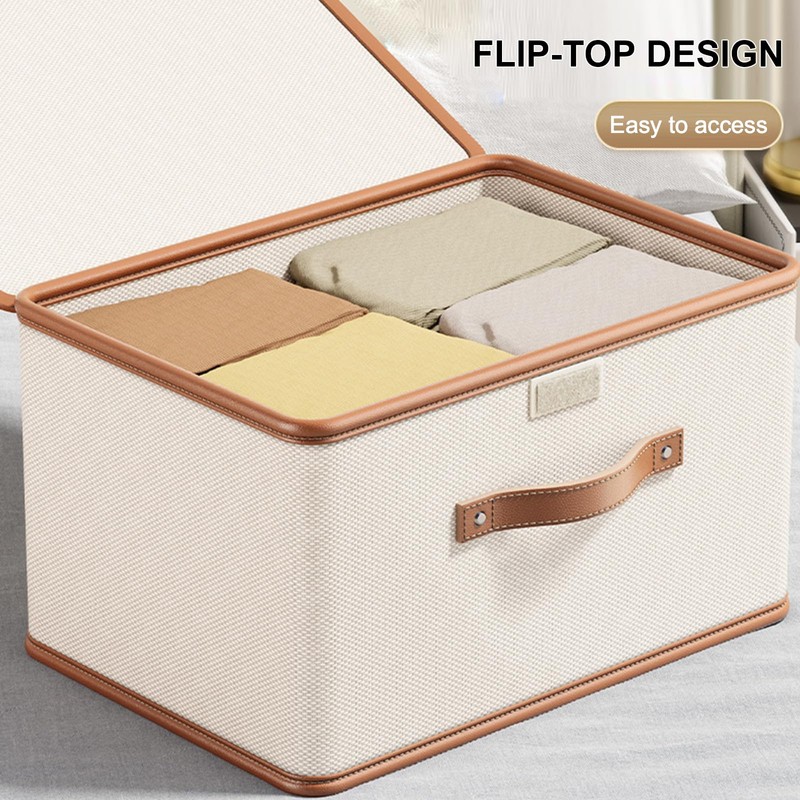 Vbvbip 4 PCS Oxford Fabric Storage Bins with Attached Lid