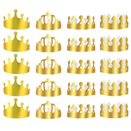 Gold Paper Crowns, 20 PCS 4 Type Golden King Crown Paper Crowns for Kids and Adults Foldable Party Crown Hat for Birthday Celebration Baby Shower Photo Props Wedding Anniversary