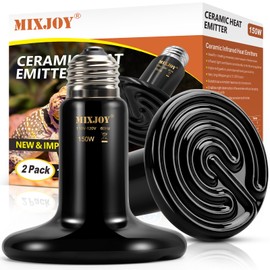 MIXJOY 150W Reptile Heat Lamp 2Pack Ceramic Heat Emitters Reptile Heat Lamp Bulbs, No Light Emitting Ceramic Heat Bulbs for Amphibian Terrarium Reptile Gecko Lizard Bearded Dragon Turtle Chicken Snake