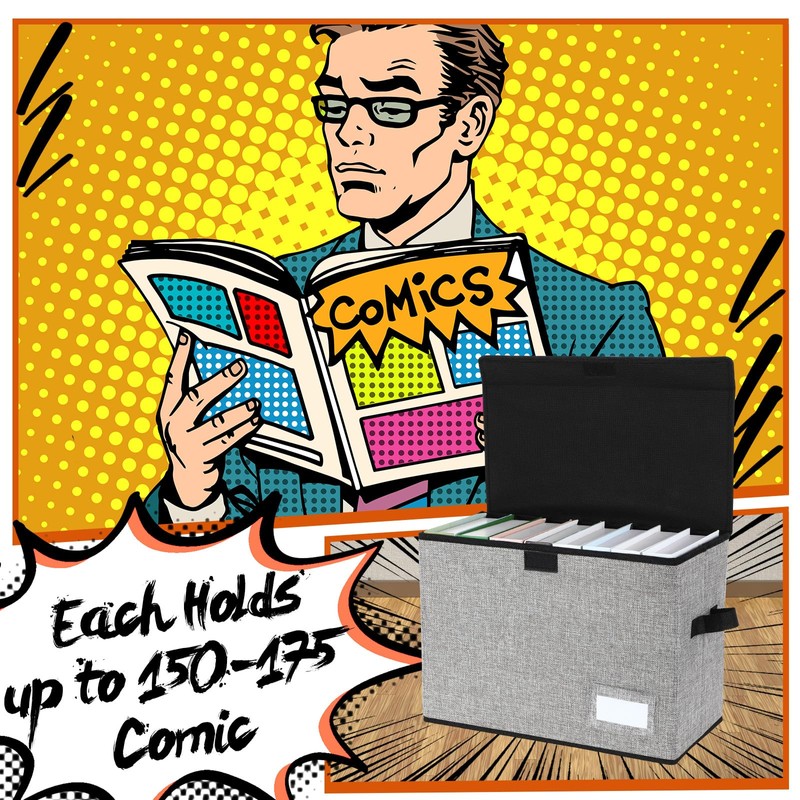Chuangdi 6 Pcs Comic Book Storage Boxes, Back to School
